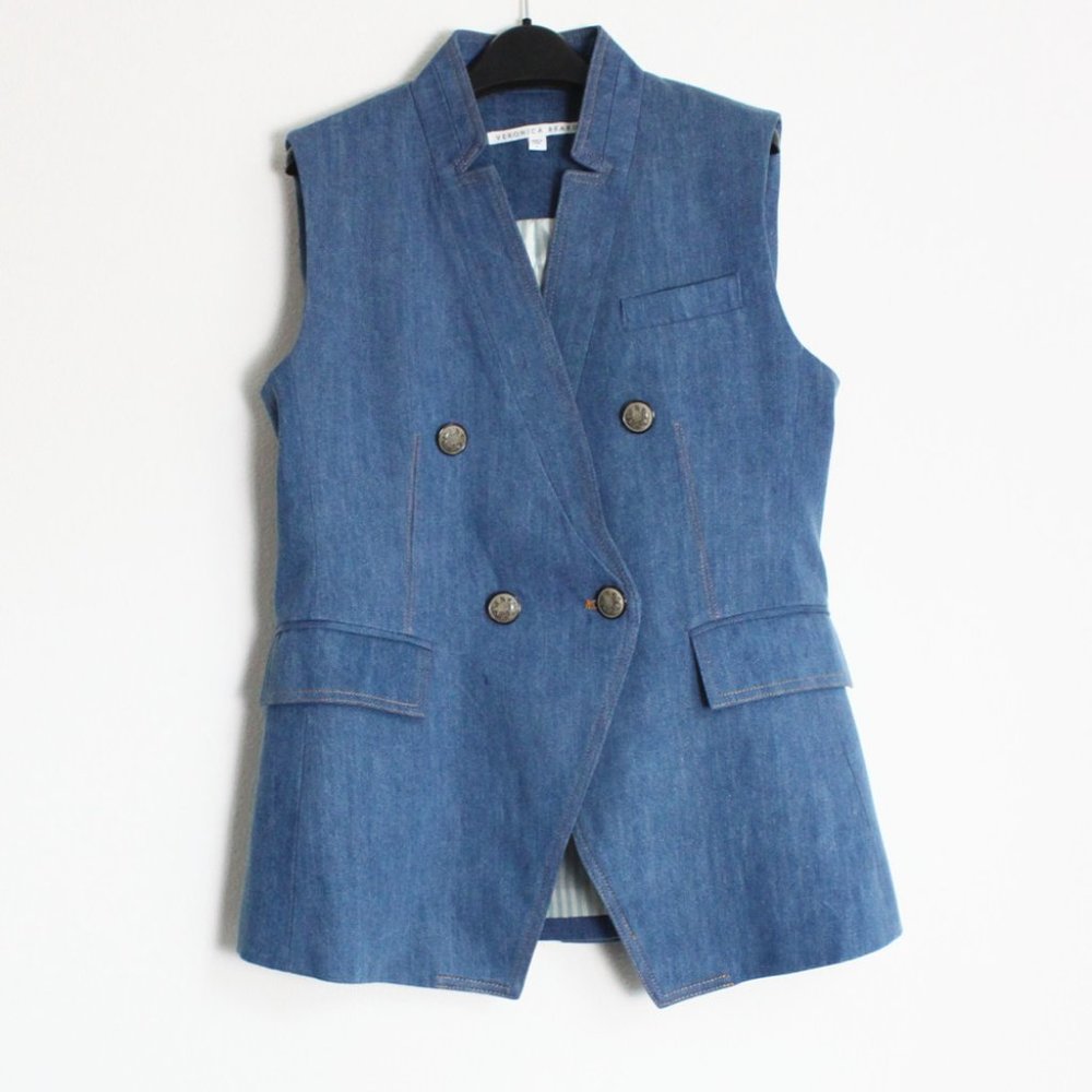 Veronica Beard Blue Double-Breasted Vest